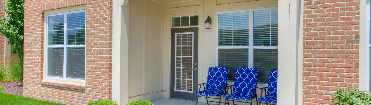 Patio seating in Plainfield apartments